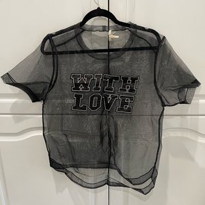 Mesh ‘with love’ top
